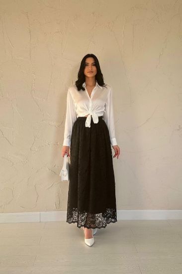 Siyah Dantelli Uzun Etek resmi